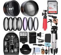 A-Cell 58mm Accessory Bundle for Canon EOS Rebel T7, T6, T5, T3, T100, 4000D, 2000D, 3000D and More with 32GB SanDisk Memory Card, Wide Angle Lens, Telephoto Lens, Tripod, Backpack