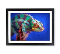 A Chameleon In Abstract Modern Art Framed Print | A2 Black Framed Wall Art | Ready to Hang | Abstract Fantasy Picture | Living Room Bedroom Lounge Office