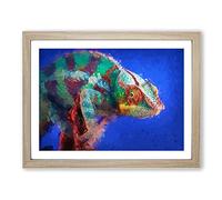 A Chameleon In Abstract Modern Art Framed Print | A2 Oak Framed Wall Art | Ready to Hang | Abstract Fantasy Picture | Living Room Bedroom Lounge Office