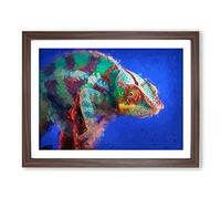 A Chameleon In Abstract Modern Art Framed Wall Art Print, Ready to Hang Picture for Living Room Bedroom Home Office Décor, Walnut A4 (34 x 25 cm)