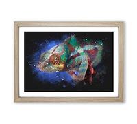 A Chameleon Paint Splash Framed Print | A2 Oak Framed Wall Art | Ready to Hang | Modern Nature Picture | Living Room Bedroom Lounge Office