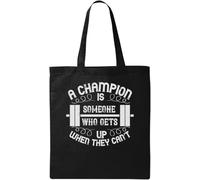 A champion is someone who gets up when they can't Natural Ecological Cotton Tote Bag Black