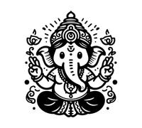 a Charming 2D Silhouette of Lord Ganesh rende in a Minimalist Style Vinyl Wall Stickers 42x48.2cm Wall beautification Black