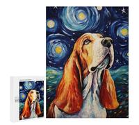 A Charming Dog Under A Starry Night Sky. 500 Pieces Pieces animal Classic Wooden Jigsaw Puzzle for Adults