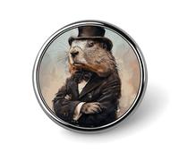 A Charming Prairie Dog Badges Circle with Button Design, Personalized Picture Pin Brooches, Round Badge Holders for Decorate Hat Shirt Clothing Bag Accessories