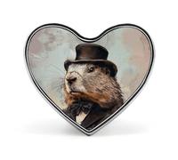 A Charming Prairie Dog Badges Heart with Button Design, Personalized Picture Pin Brooches, Heart Badge Holders for Decorate Hat Shirt Clothing Bag Accessories