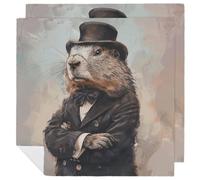 A Charming Prairie Dog Cloth Napkin for Restaurant, Reusable Cloth Napkins for Hotel, Washable Square Table Napkins 2 PCS for Kitchen, Soft Dinner Napkin for Wedding, Party