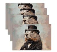 A Charming Prairie Dog Place Mats for Kitchen, Heat Resistant Non-Slip Placemats for Wedding, Washable Table Mat for Restaurant, Durable Place Mat for Dining Table 30x45cm*4