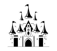 a Charming Silhouette of a Classic Fairytale Castle Perfect Vinyl Wall Stickers 42x43.4cm Store Decoration Black