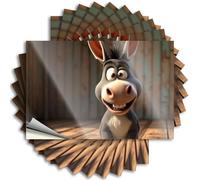 A Cheerful Animated Donkey Smiles Brightly. Saying Fun Stuff | Tiny Garage Removable Decal Pack(6X9CM)