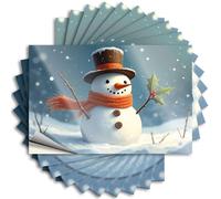 A Cheerful Snowman in A Top Hat and Scarf, Holding Holly. Teens Plush - Tattoos Case Waterproof Decal(8X12CM)