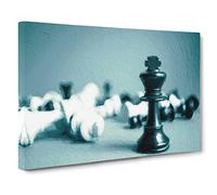 A Chess Battle Canvas Print | Gallery Wrapped 30mm Frame Wall Art | 24x16 inches | Ready to Hang | Modern Picture | Living Room Bedroom Lounge Office