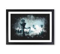 A Chess Battle Paint Splash Framed Print | A2 Black Framed Wall Art | Ready to Hang | Modern Nature Picture | Living Room Bedroom Lounge Office