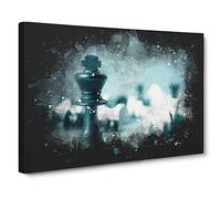 A Chess Battle Paint Splash Modern Art Canvas Wall Art Print Ready to Hang, Framed Picture for Living Room Bedroom Home Office Décor, 30x20 Inch (76x50 cm)