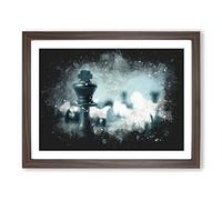 A Chess Battle Paint Splash Modern Art Framed Print | A2 Walnut Framed Wall Art | Ready to Hang | Modern Nature Picture | Living Room Bedroom Lounge Office