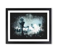 A Chess Battle Paint Splash Modern Art Framed Print | A4 Black Framed Wall Art | Ready to Hang | Modern Nature Picture | Living Room Bedroom Lounge Office