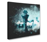 A Chess Battle Paint Splash Modern Canvas Wall Art Print Ready to Hang, Framed Picture for Living Room Bedroom Home Office Décor, 20x20 Inch (50x50 cm)