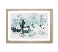 A Chess Battle Watercolour Framed Print | A2 Oak Framed Wall Art | Ready to Hang | Modern Historical Picture | Living Room Bedroom Lounge Office