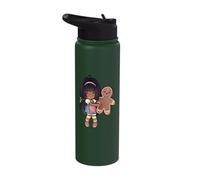 A Chibi Coquette Girl with Gingerbread Man at Christmas Stainless Steel Insulated Water Bottle