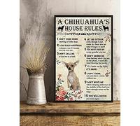 A Chihuahua's House Rules for Dog Lovers Iron Poster Wall Poster Plaque for Home Kitchen Bar Coffee Shop Christmas Painting Metal Tin Sign 12x8 Inch
