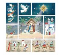 A Child Is Born Christmas Story Advent Calendar Card with 24 Windows, Bibke Text, 16 x 16 cm, with Envelope