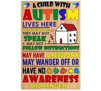 A Child With Autism Lives Here Home Coffee Wall Decor Home Bar Man Cave Diner Garage Decor Metal Tin Sign 16x12 Inch