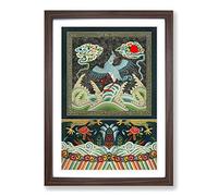 A Chinese Bird Pattern by Albert Racinet Framed Print | A2 Walnut Framed Wall Art | Ready to Hang | Modern Fantasy Picture | Living Room Bedroom Lounge Office