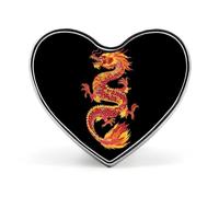 A Chinese Dragon Novelty Metal Badge 1″ Heart Form Brooch Pin Clothes Hat Bag Accessories Tie Decor