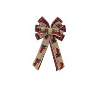 (A) Christmas Bow Hand-Woven Plaid Bowknot Decor Xmas Tree Topper Gift Box Wreath Bow Ornaments Home Party Supplies for Front Door Wall
