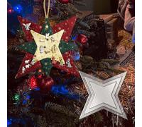(A) Christmas Decoration Christmas Tree Hanging Ornament Christmas Patchwork Star Template Set, Christmas Patchwork Four Corner Star Template Indoor Home