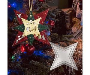 (A) Christmas Decoration Christmas Tree Hanging Ornament Christmas Patchwork Star Template Set, Christmas Patchwork Four Corner Star Template Indoor Home