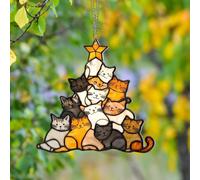 (A) Christmas Decoration Hanging Ornament Christmas Cats Christmas Tree Suns Catcher 2024 Christmas Decorations For Window Christmas Xmas Xmas Christmas D