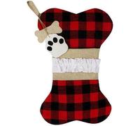 (A) Christmas Decorations Hanging Ornament Christmas Tree Decorations Christmas Stocking Dog Paw Plaid Gift Bag Stocking Candy Bags Hanging Ornaments for