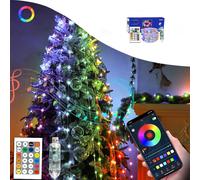 (A) Christmas LED USB String Lights - 10 Meters, Music Sync, Bluetooth Remote Control, Timer, 16 RGB Colors for Tree and Room Decorations