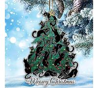 (A) Christmas Ornament Decorations Exaggeration Christmas Cats Tree Expression Pendant Holiday Christmas Tree Car Acrylic Handicraft Ornament Pendant Deco
