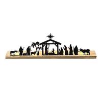 (A) Christmas Ornament Holiday Decorations Nativity Scene Nativity Sets For Christmas Indoor Black Metal Nativity Set With Wood Base People Nativity Set T