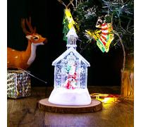 (A) Christmas Ornaments Christmas Tree Decorations New Christmas Decoration Santa Claus Crystal Church Luminous Snowy Lamp Xmas Gift，20ML
