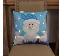 (A) Christmas Tree Decorations Xmas Decor Christmas Throw Pillow Covers With LED Lights Linen Picturesque Light Up Christmas Series Cushion Cover Cases Fo