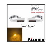 (A Chrome Smoke Lens) Universal 41mm Fork Tubes Bullet LED Turn Signals Lights For Harley Chopper