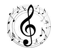 a Circular Design Featuring a Treble Clef and Flowing Musical Notes Vinyl Wall Stickers 42x42cm Do not Damage The Wall Surface Black