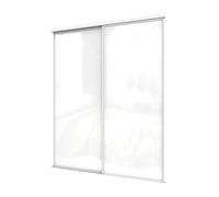 A-Class Sliding Doors Pure White Glass 2-Door Sliding Wardrobe Door Kit, White Frame & Tracks, Opening Height (H) 225-226Cm & Width (W) 149-150Cm