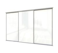 A-Class Sliding Doors Pure White Glass 3-Door Sliding Wardrobe Door Kit, Silver Frame & Tracks, Opening Height (H) 225-226Cm & Width (W) 316-317Cm
