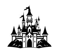 a Classic Silhouette of a Fairytale Castle Perfect Vinyl Wall Stickers 42x42.6cm Personalized Customization Black