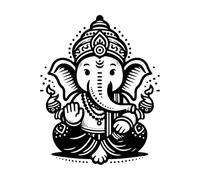 a Clean and Simple 2D line Drawing of Lord Ganapati with Minimal Details Wall Stickers 40x50cm Glass Stickers Black