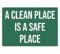 A Clean Place Is A Safe Place Green Warning Metal Sign Tin Signs Aluminum Plaque for Outdoors Use Yard Farm Fence Home Wall Decor 8x12 inch