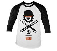 A Clockwork Orange Officially Licensed Clockwork Orange Bowler Eye Baseball Long Sleeve T-Shirt (White/Black), Large