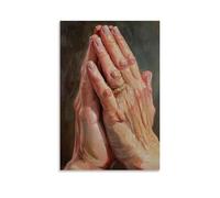 A Close-up of Hands Clasped in Prayer, Symbolic Oil Painting Wall Art Mural Modern Decoration Hanging Art Poster 20x30inch(50x75cm)