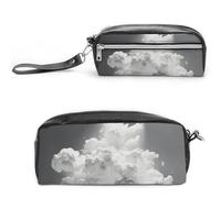 A Cloud Floating Pencil Case Large Capacity Leather Pencil Pouch with Zipper, Portable Small Makeup Bag, Office Supplies Organizer for Women Men