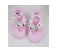 (A, CN 42) Sanrio Hello Kitty Soft Flip Flop Sandals Y2k Beach Slides Shoes Women Kawaii Casual Wedge High Heels Platform Slippers Ladies