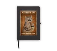 A Coffee a Day Cat Notebook, Blank Pages, Faux Leather Cover, Planner, Journal, Workbook